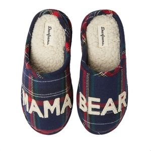 NWT Dearfoams Mama Bear Plaid Memory Foam Slippers Size Medium (M) 7-8